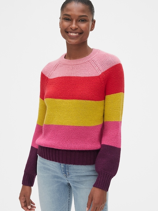 Image number 1 showing, Multicolor Stripe Crewneck Sweater