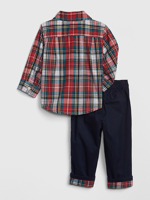 2 of 8 showing, with the color modern red of product Baby Brannan Bear Plaid Set