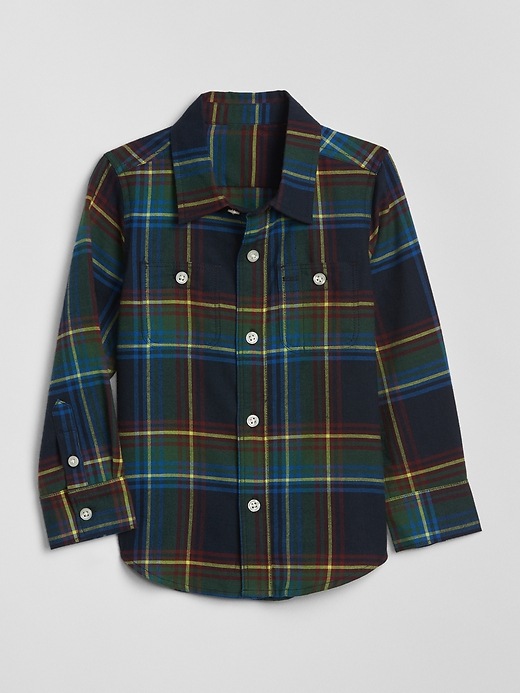 1 of 8 showing, with the color tapestry navy of product Toddler Flannel Shirt