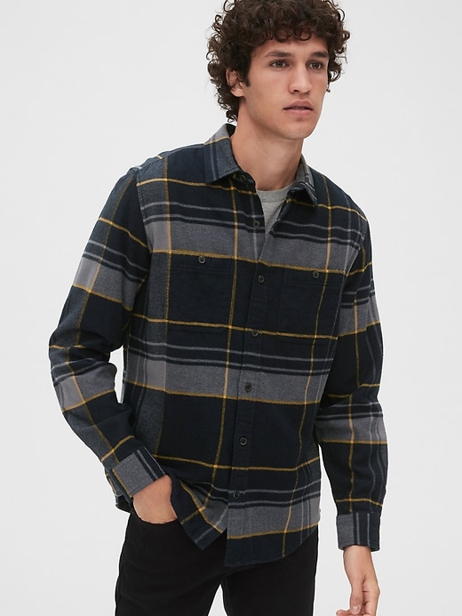 1 of 8 showing, with the color flint gray of product Flannel Work Shirt