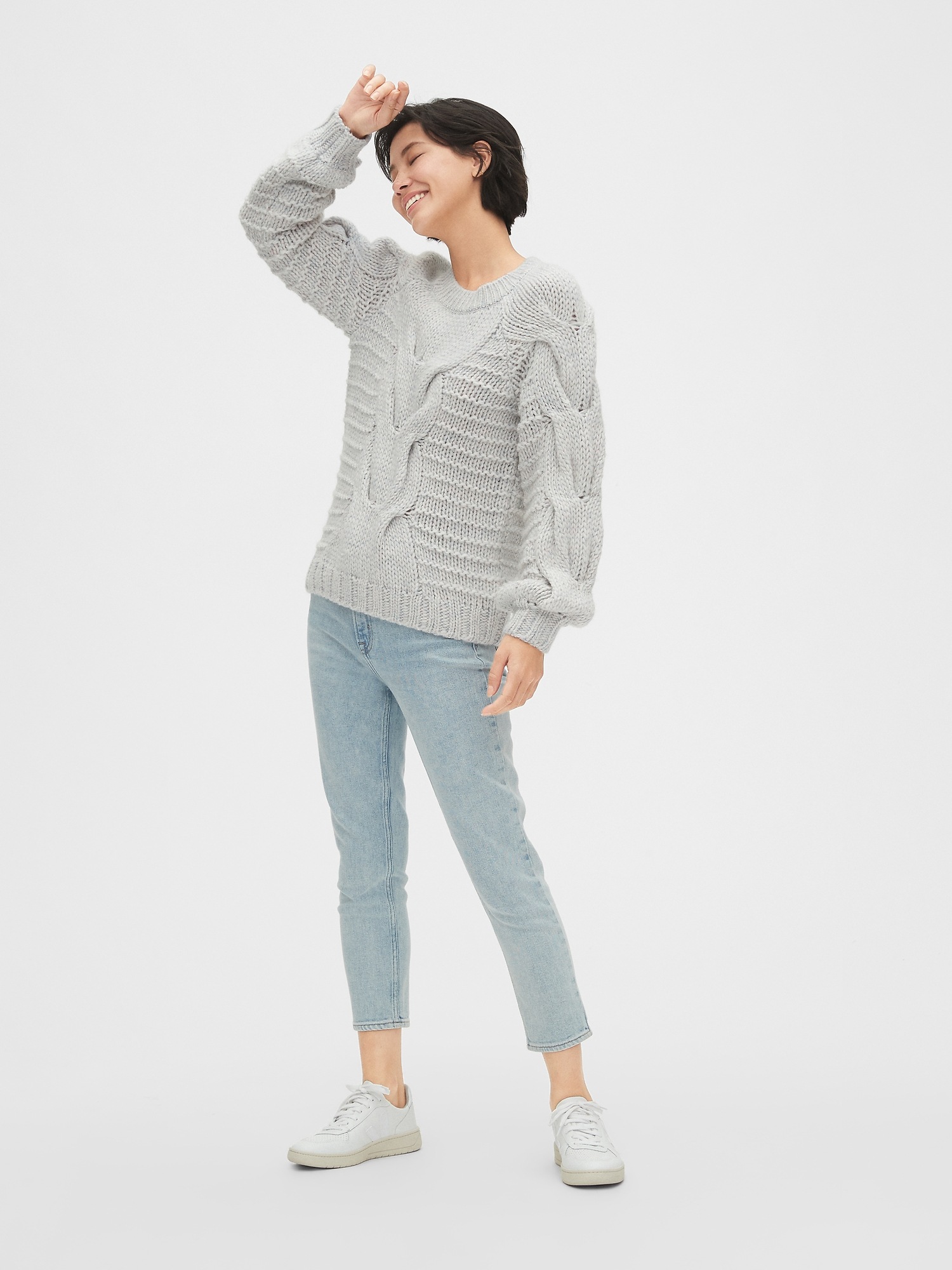 Cable knit crewneck sweater gap 2025
