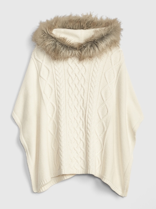 1 of 8 showing, with the color ivory frost of product Kids Faux-Fur Poncho