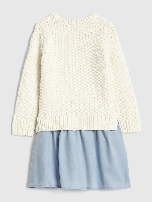 Image number 2 showing, Toddler Cable-Knit Mix Media Dress