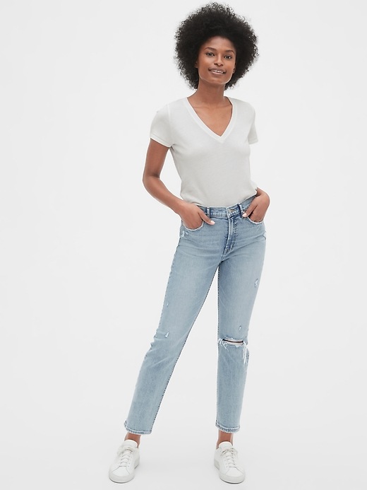 Image number 5 showing, High Rise Distressed Cigarette Jeans with Secret Smoothing Pockets With Washwell&#153