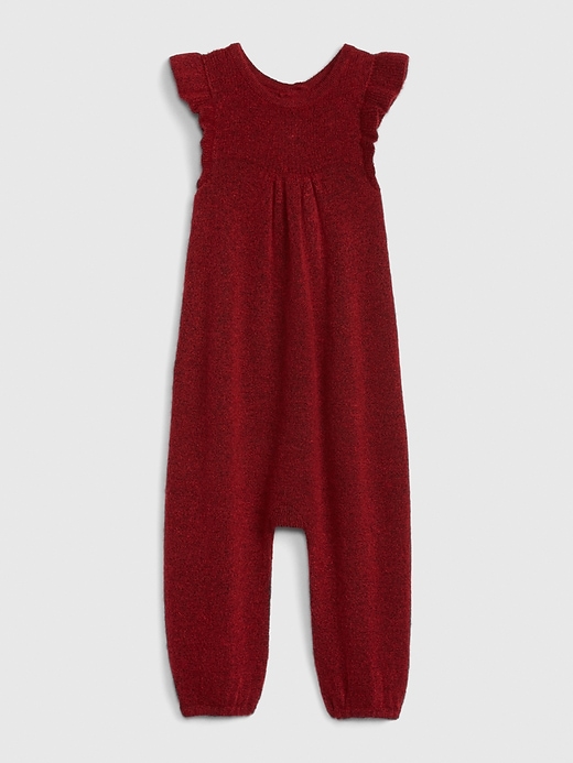 1 of 8 showing, with the color modern red of product Baby Ruffle Sweater One-Piece