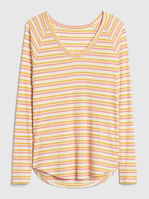 Image number 6 showing, Stripe Waffle-Knit V-Neck T-Shirt