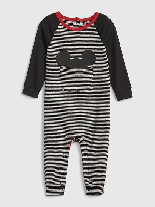 1 of 8 showing, with the color grey heather of product babyGap &#124 Disney Mickey Mouse One-Piece