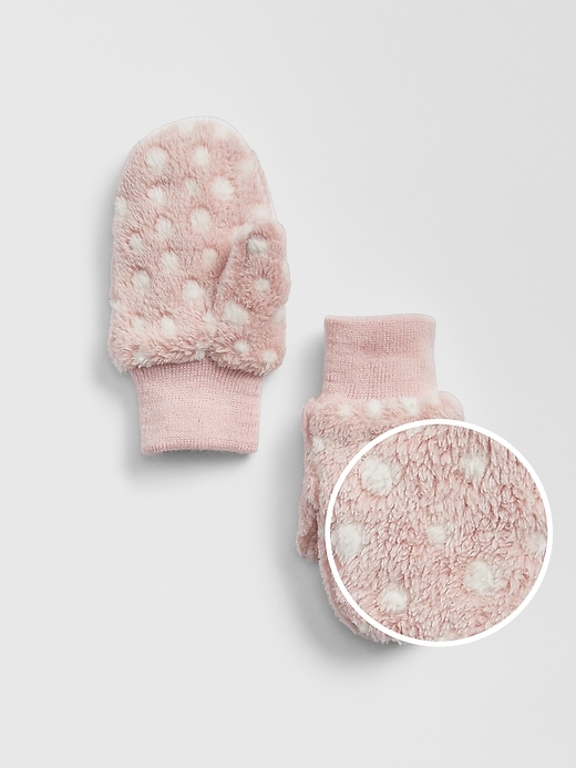 1 of 8 showing, with the color dot print of product Toddler Dot Sherpa Mittens
