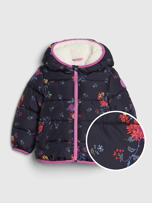 1 of 8 showing, with the color navy floral of product Toddler ColdControl Max Puffer