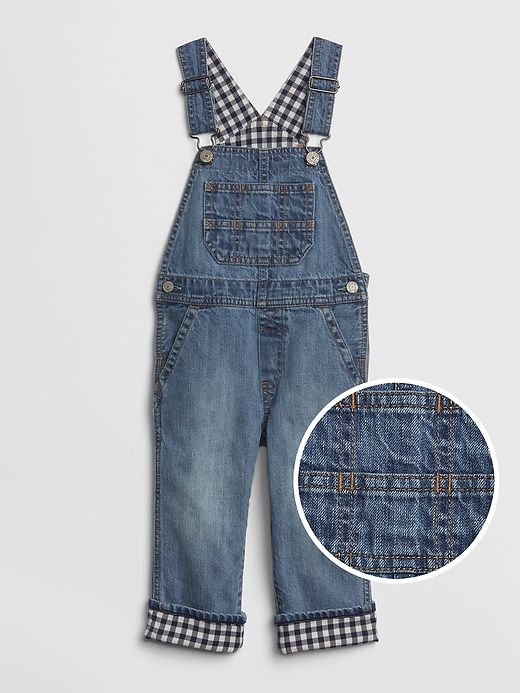 Image number 1 showing, Toddler Gingham-Lined Overalls