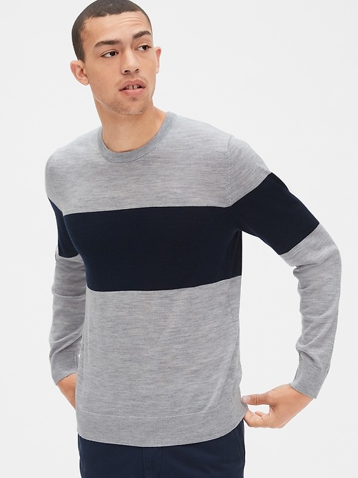 Image number 8 showing, Crewneck Pullover Sweater in Merino Wool