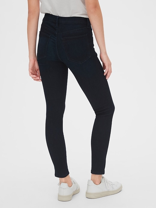 2 of 8 showing, with the color dark indigo of product Mid Rise Favorite Jeggings
