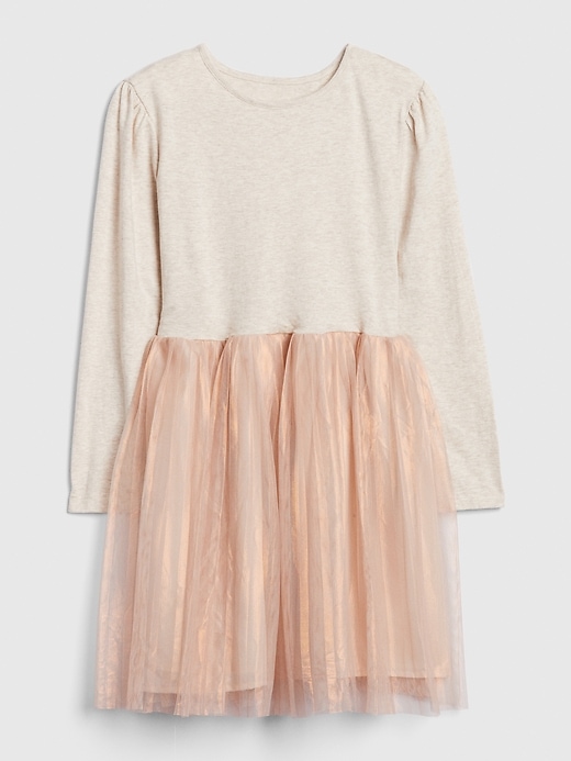 1 of 8 showing, with the color oatmeal of product Kids Mix-Media Tulle Dress