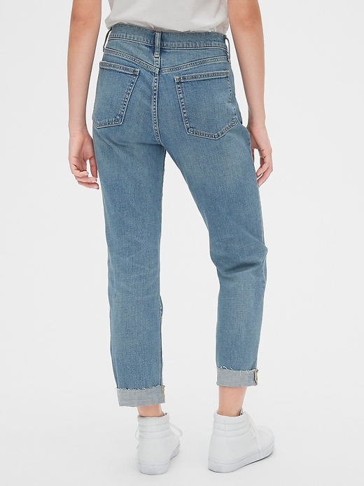 2 of 8 showing, with the color medium destroy of product Mid Rise Rip & Repair Girlfriend Jeans