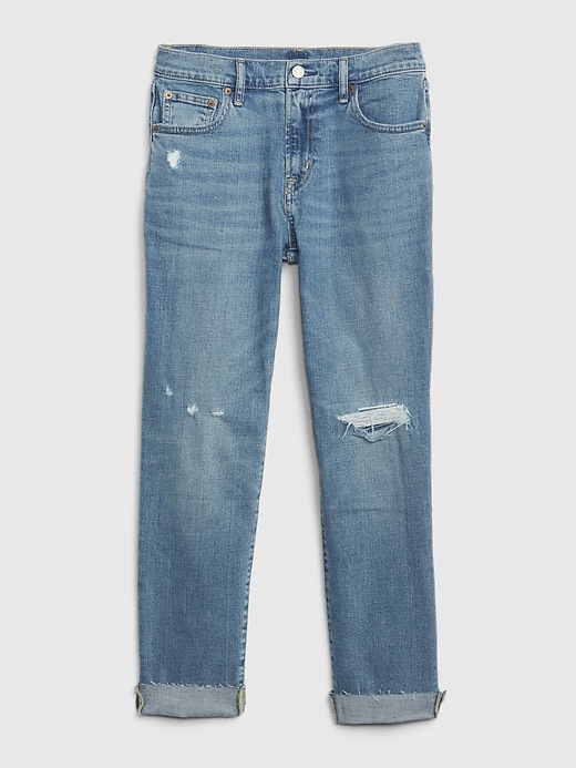 Mid Rise Rip & Repair Girlfriend Jeans | Gap