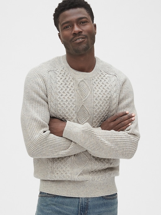 Image number 7 showing, Cable-Knit Crewneck Sweater