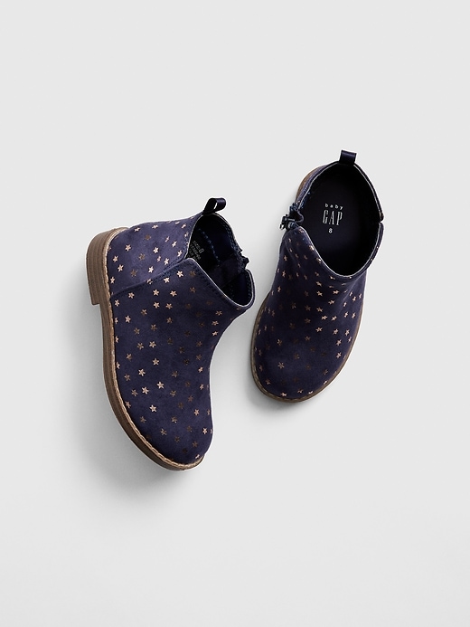 1 of 8 showing, with the color navy uniform of product Toddler Star Faux-Suede Booties