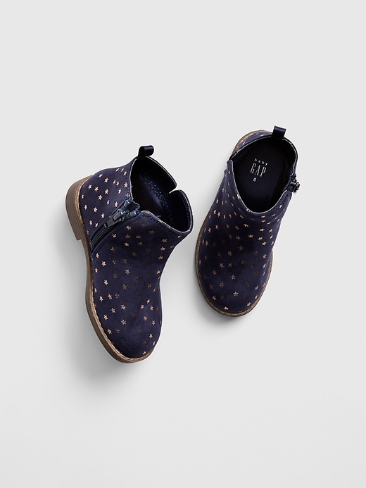 2 of 8 showing, with the color navy uniform of product Toddler Star Faux-Suede Booties