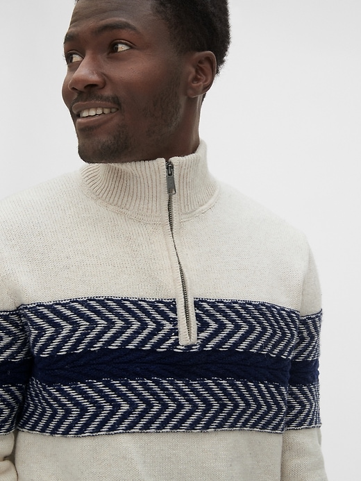 Image number 5 showing, Textured Chest-Stripe Quarter-Zip Sweater