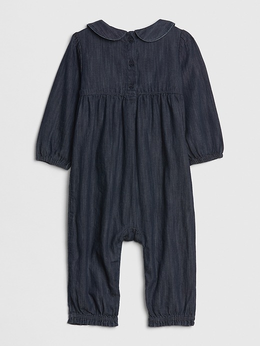 Image number 2 showing, Baby Embroidered Denim One-Piece