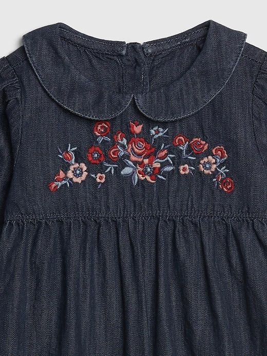 Image number 3 showing, Baby Embroidered Denim One-Piece