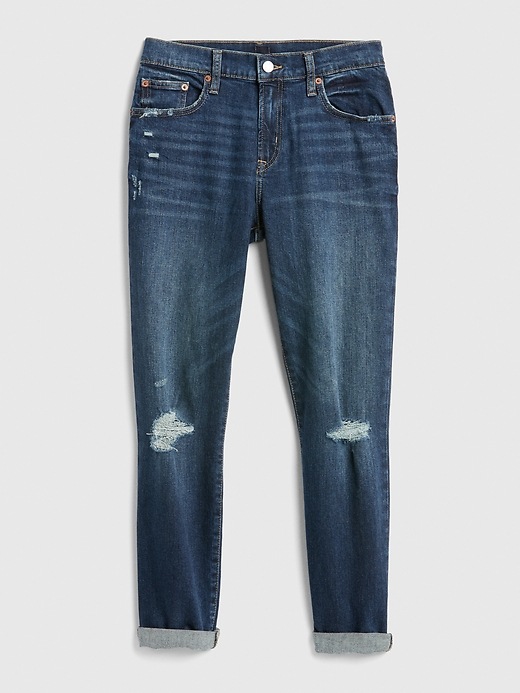 Image number 6 showing, Mid Rise Distressed Girlfriend Jeans