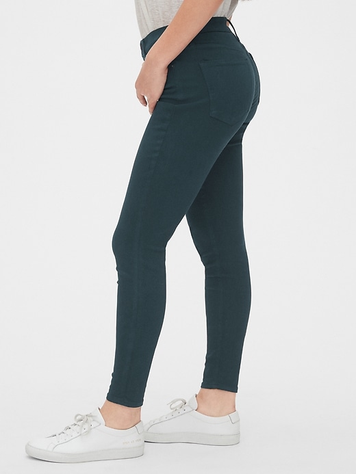 1 of 8 showing, with the color mountain pine green of product Mid Rise True Skinny Jeans in Sculpt