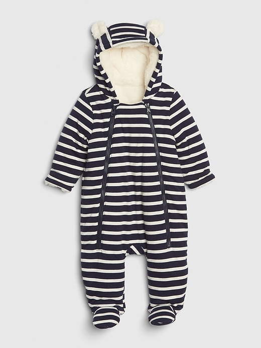 1 of 8 showing, with the color dark night of product Baby Brannan Bear Sherpa  Footed One-Piece