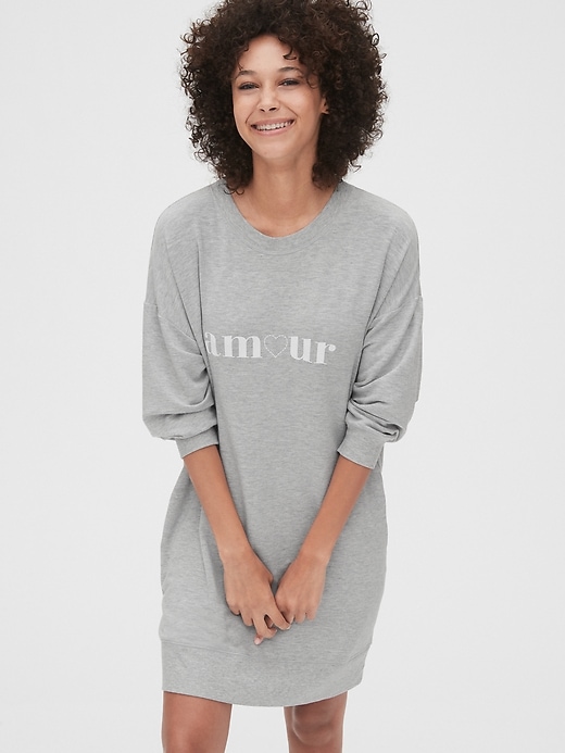 Image number 1 showing, Graphic Sweatshirt Tunic Dress in Modal