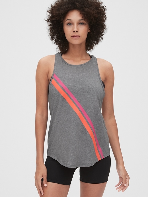 View large product image 1 of 1. GapFit Breathe Graphic Stripe Tank