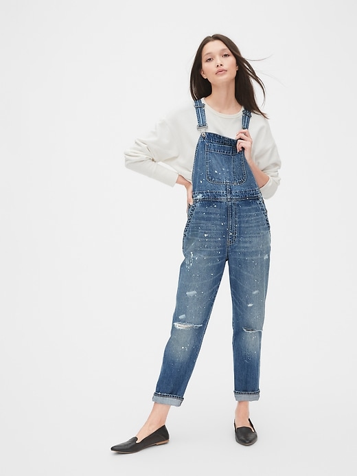 Distressed Lived-In Denim Overalls from Gap Premium Collection. #overalls #distressed #gap