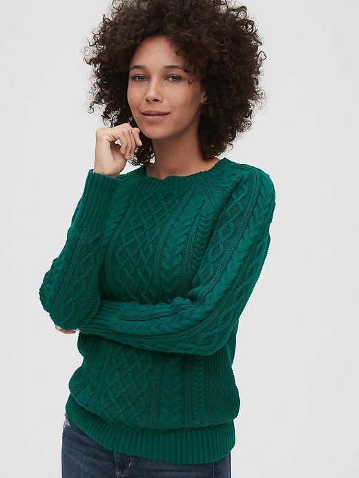 Image number 1 showing, Cable-Knit Crewneck Sweater