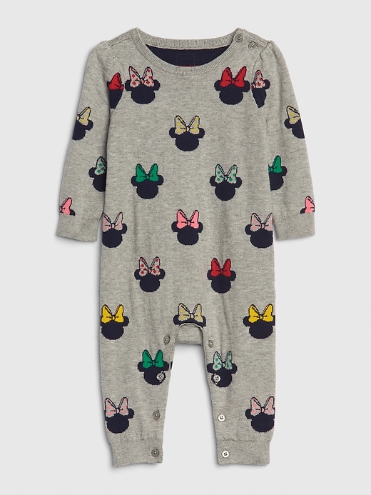 1 of 8 showing, with the color light heather gray of product babyGap &#124 Disney Minnie Mouse One-Piece