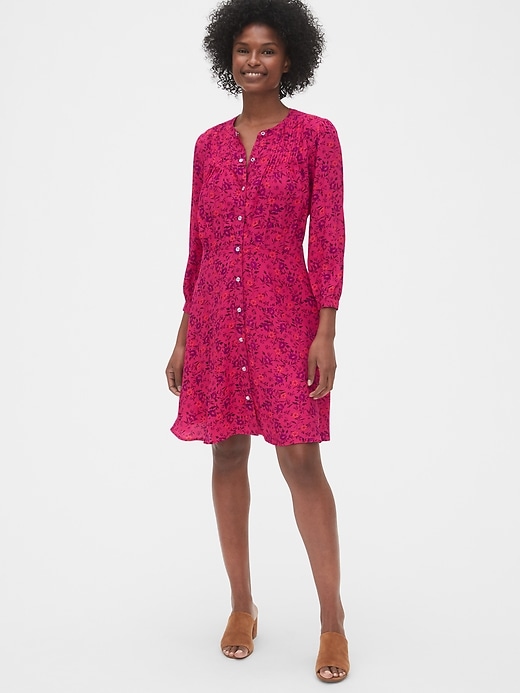 View large product image 1 of 1. Print A-Line Shirtdress
