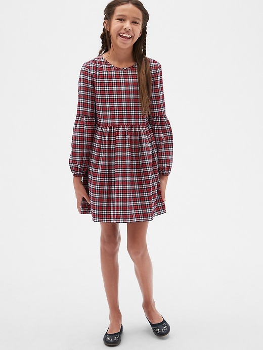 Image number 2 showing, Kids Plaid Balloon-Sleeve Dress
