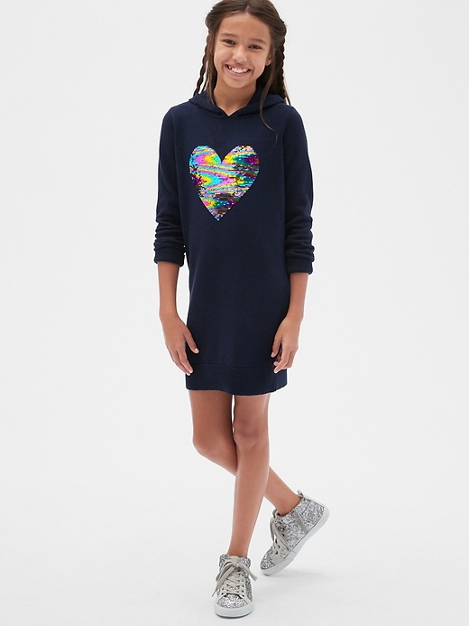 Image number 2 showing, Kids Flippy Sequin Hoodie Sweater Dress