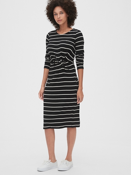Image number 1 showing, Softspun Stripe Twist-Knot Midi Dress