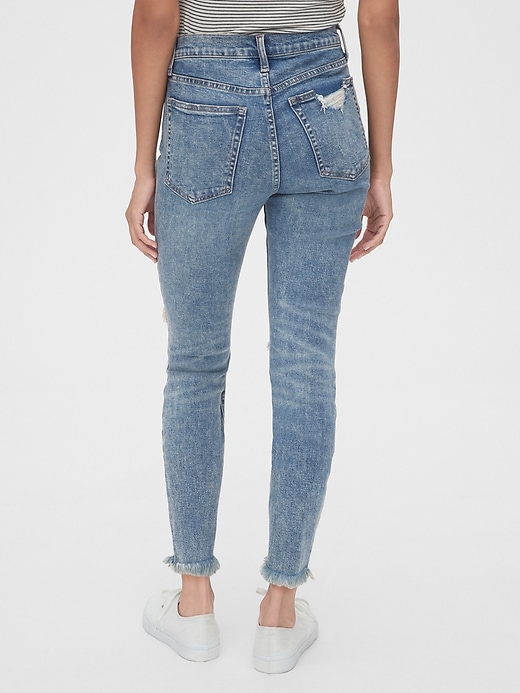 Image number 2 showing, High Rise Destructed True Skinny Ankle Jeans with Secret Smoothing Pockets