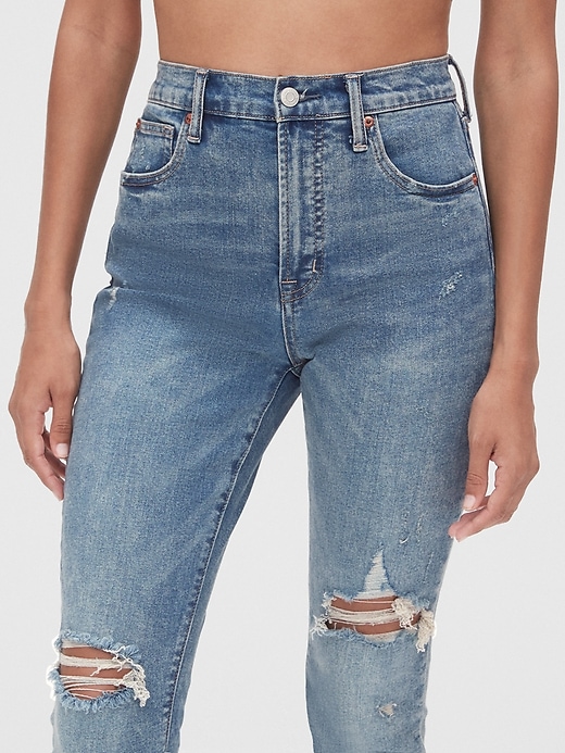 Image number 5 showing, High Rise Destructed True Skinny Ankle Jeans with Secret Smoothing Pockets
