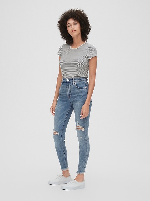Image number 3 showing, High Rise Destructed True Skinny Ankle Jeans with Secret Smoothing Pockets
