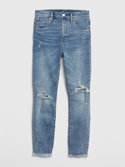 Image number 8 showing, High Rise Destructed True Skinny Ankle Jeans with Secret Smoothing Pockets