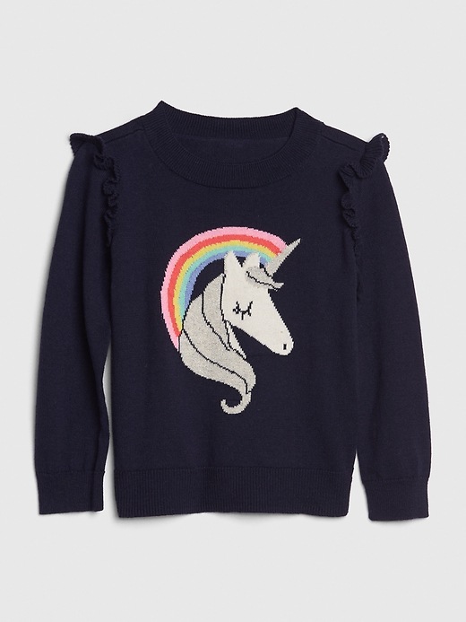 Image number 1 showing, Toddler Unicorn Intarsia Sweater