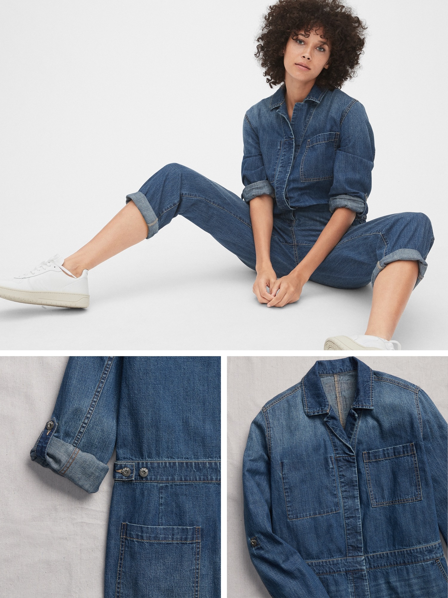 gap denim utility jumpsuit