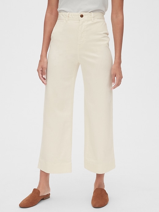 High Rise Wide-Leg Crop Khakis | Gap