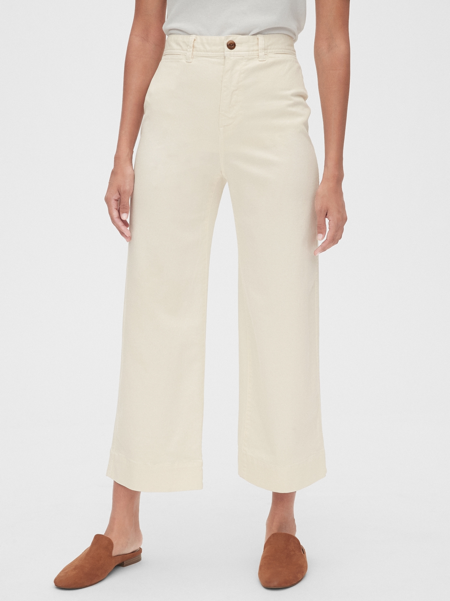 High Rise WideLeg Crop Khakis Gap