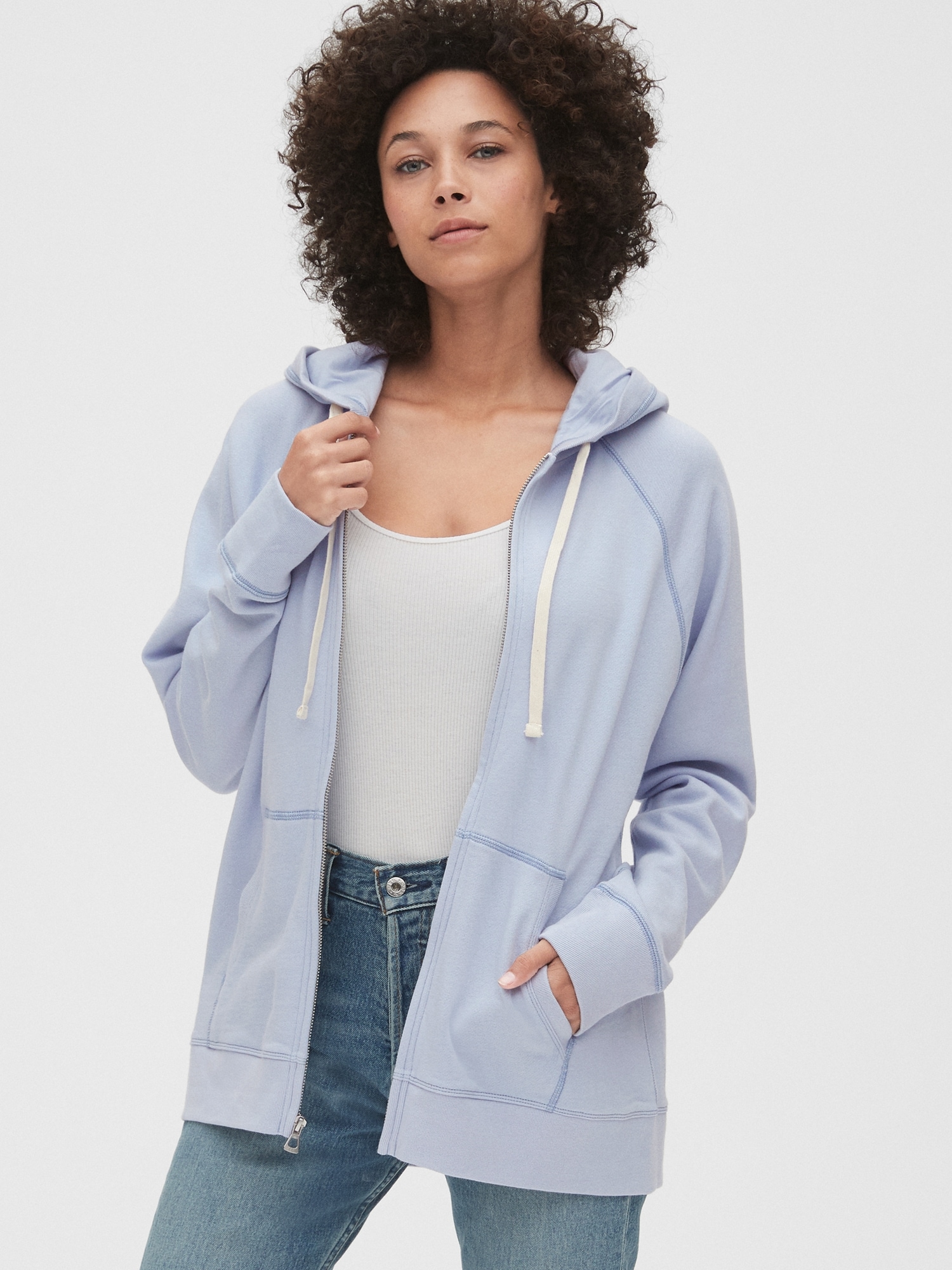 Raglan Full Zip Hoodie Sweatshirt Gap