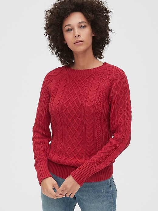 View large product image 1 of 1. Cable-Knit Crewneck Sweater