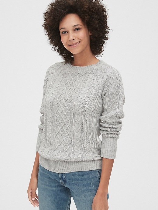 Image number 9 showing, Cable-Knit Crewneck Sweater