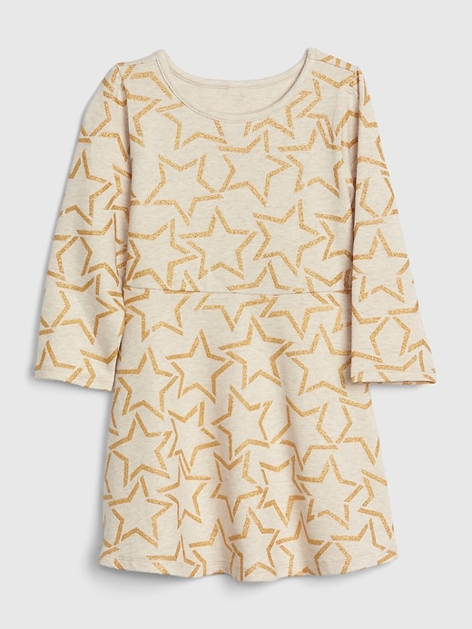 1 of 8 showing, with the color gold stars of product Toddler Print Fit and flare Dress