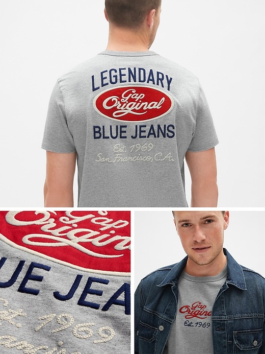 2 of 8 showing, with the color grey heather of product '80s Logo Crewneck T-Shirt